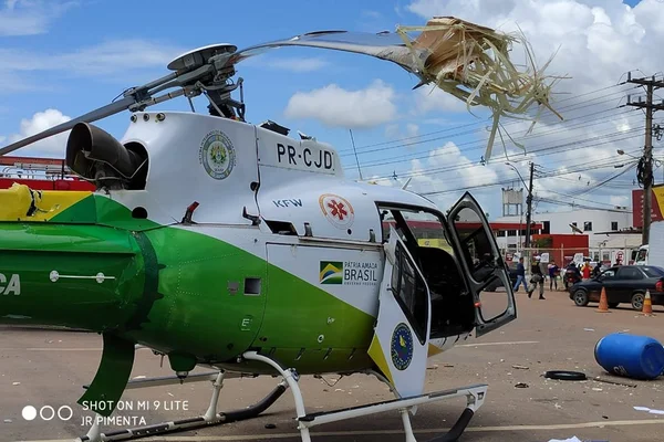 Vídeo. Hélice de helicóptero da polícia atinge caminhão no Acre
