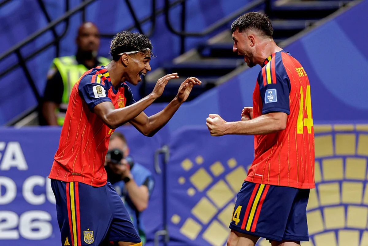 Yamal marcou seu 1° gol com a seleção espanhola em Copas do Mundo Yamal marcou seu 1° gol com a seleção espanhola em Copas do Mundo