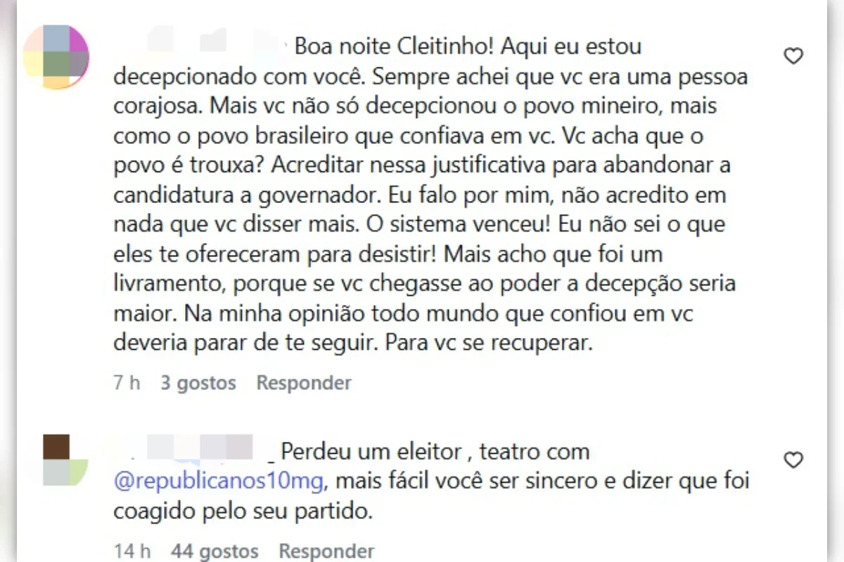Cleitinho anunciou a desistência da disputa ao governo de Minas Gerais Cleitinho anunciou a desistência da disputa ao governo de Minas Gerais