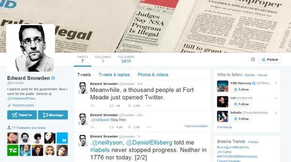 Edward Snowden abre conta no Twitter