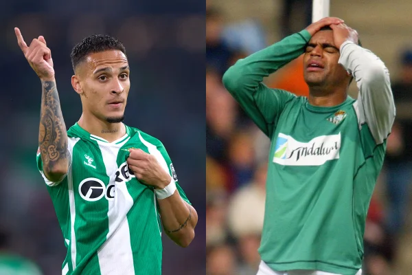 Foto colorida de Antony e Denilson, no Real Betis - Metrópoles
