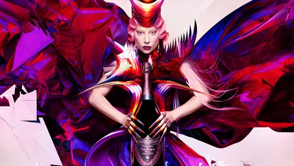 Lady Gaga segurando garrafa de Dom Pérignon