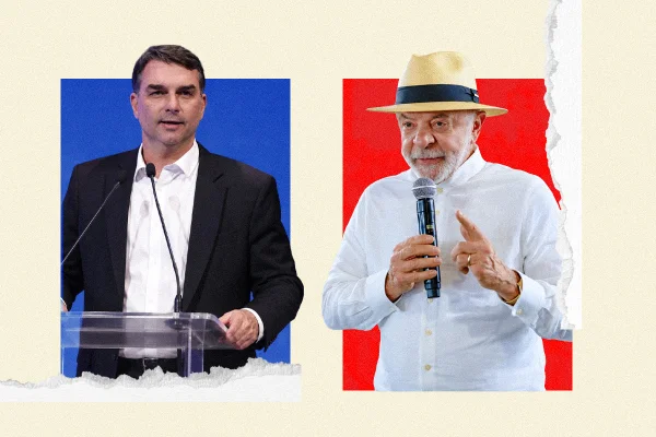 Lula (PT) e Flávio Bolsonaro (PL) disputam as eleições presidenciais