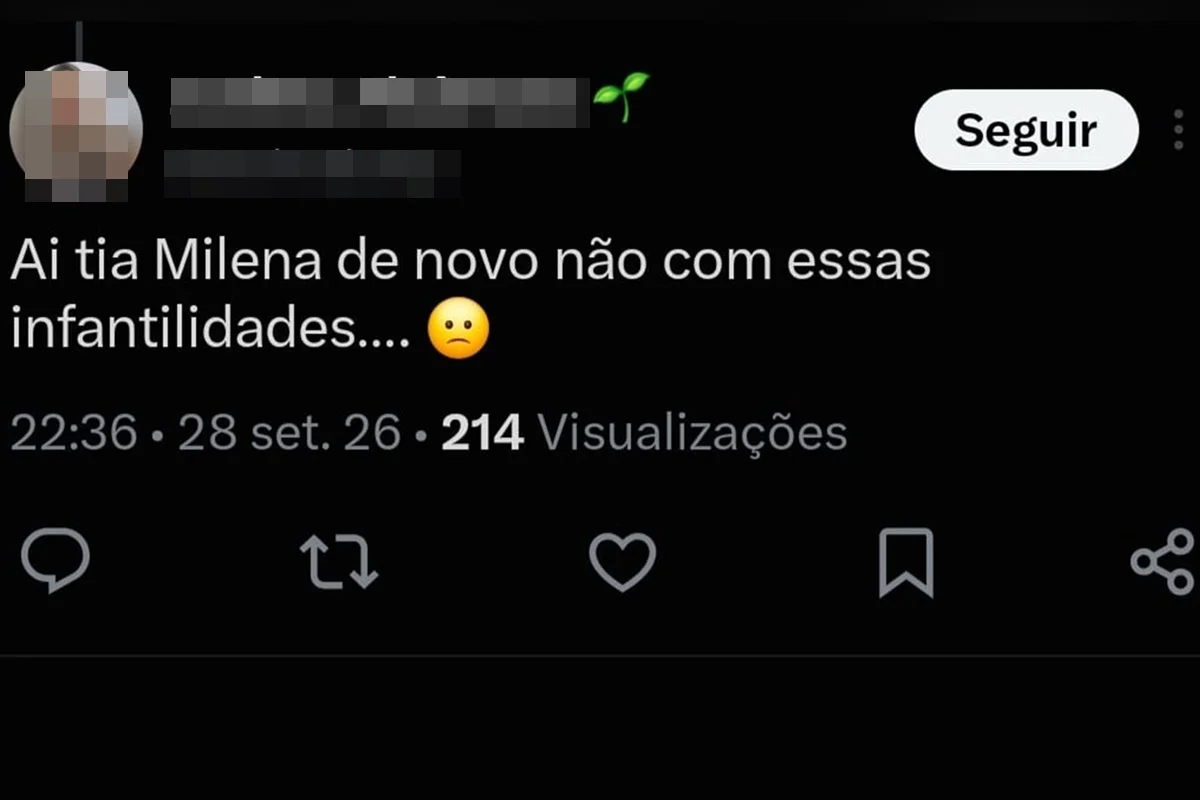 Tia Milena foi criticada por apagar post após entrevista de Ana Paula Renault, sua ex-amiga Tia Milena foi criticada por apagar post após entrevista de Ana Paula Renault, sua ex-amiga