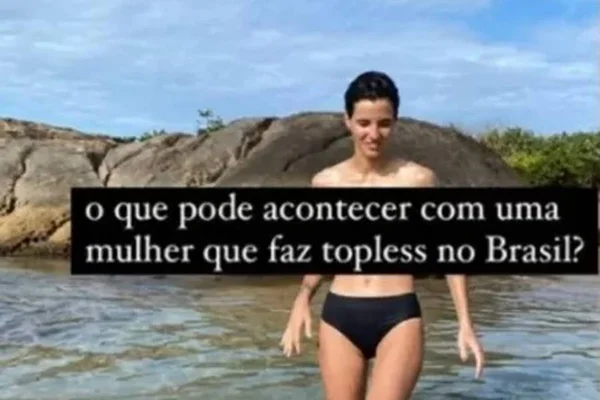 Ex de Camila Pitanga é detida e algemada após fazer topless em praia