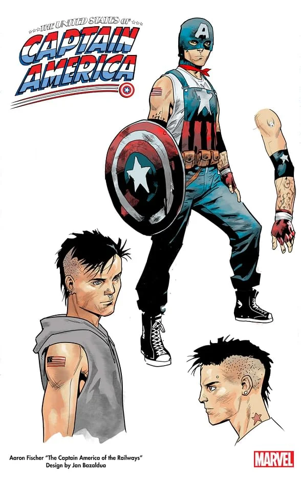 Com um total de cinco edições, ‘The United States of Captain America‘ une personagens que também já vestiram o manto do Sentinela da Liberdade no passado Com um total de cinco edições, ‘The United States of Captain America‘ une personagens que também já vestiram o manto do Sentinela da Liberdade no passado