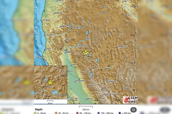 Imagem colorida de aviso de terremoto