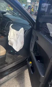 Janielly Nogueira mostrou os estragos no carro após batida