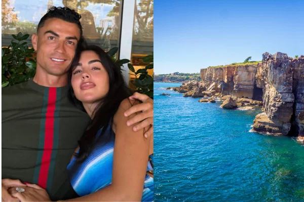 Georgina Rodríguez posa ao lado do marido, Cristiano Ronaldo. Cristiano e Georgina se casaram