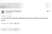 “Um inferno”: passageiros relatam atrasos e trens parados no Metrô-DF - imagem 2 “Um inferno”: passageiros relatam atrasos e trens parados no Metrô-DF - imagem 2
