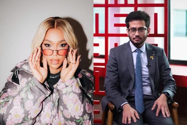 Montagem colorida de Erika Hilton e Kim Kataguiri - Metrópoles