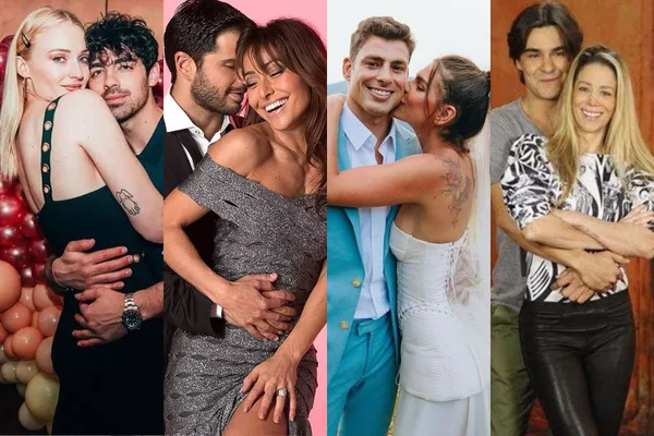 Montagem colorida Sophie Turner, Joe Jonas, Duda Nagle, Sabrina Sato, Cauã Reymond, Mariana Goldfarb, André Gonçalves e Danielle Winits - Metrópoles