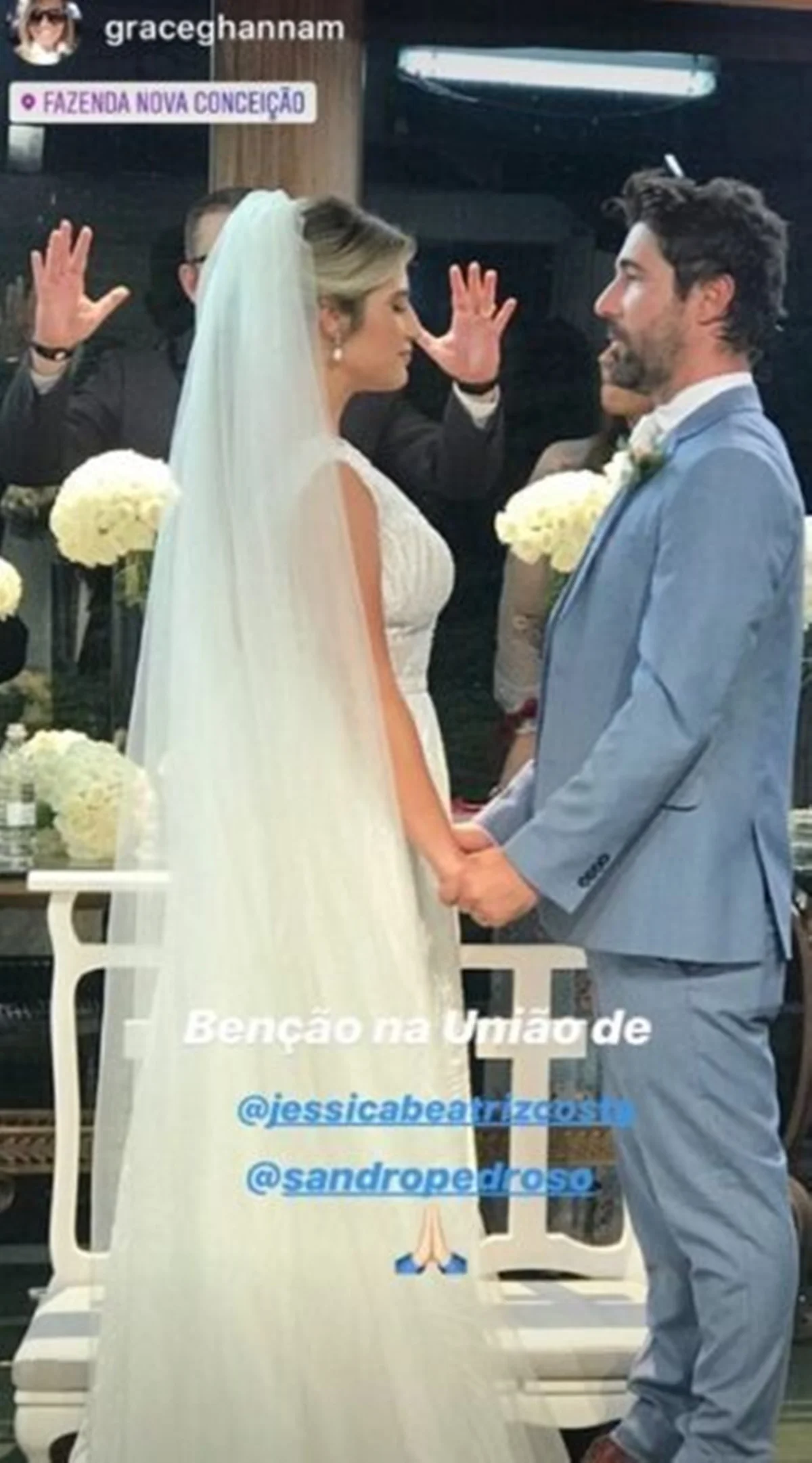 Sandro Pedroso e Jéssica Costa oficializaram a união em março de 2019 Sandro Pedroso e Jéssica Costa oficializaram a união em março de 2019