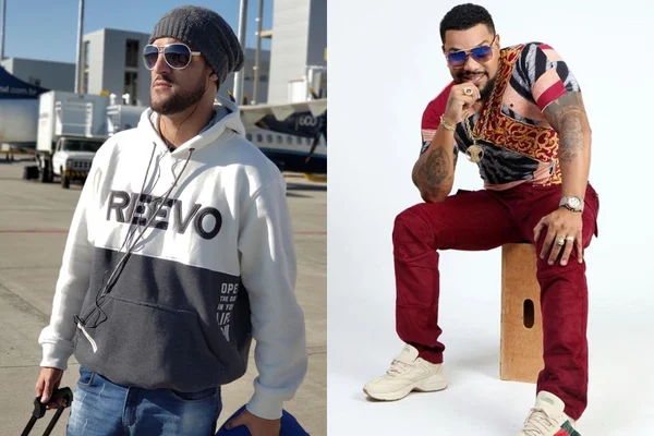 Montagem com fotos de Naldo e MC Créu