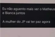 Prints mostram reação da esposa de Matheus com aproximação com Bianca Prints mostram reação da esposa de Matheus com aproximação com Bianca