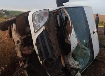 Ambulância capota ao colidir em cavalos