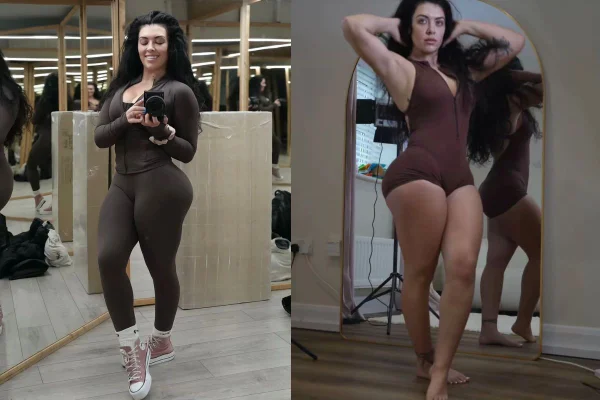 montagem de criadora de conteúdo