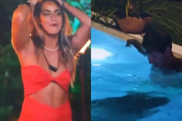 Montagem com fotos coloridas de cena do reality Ilha da Tentação - Metrópoles