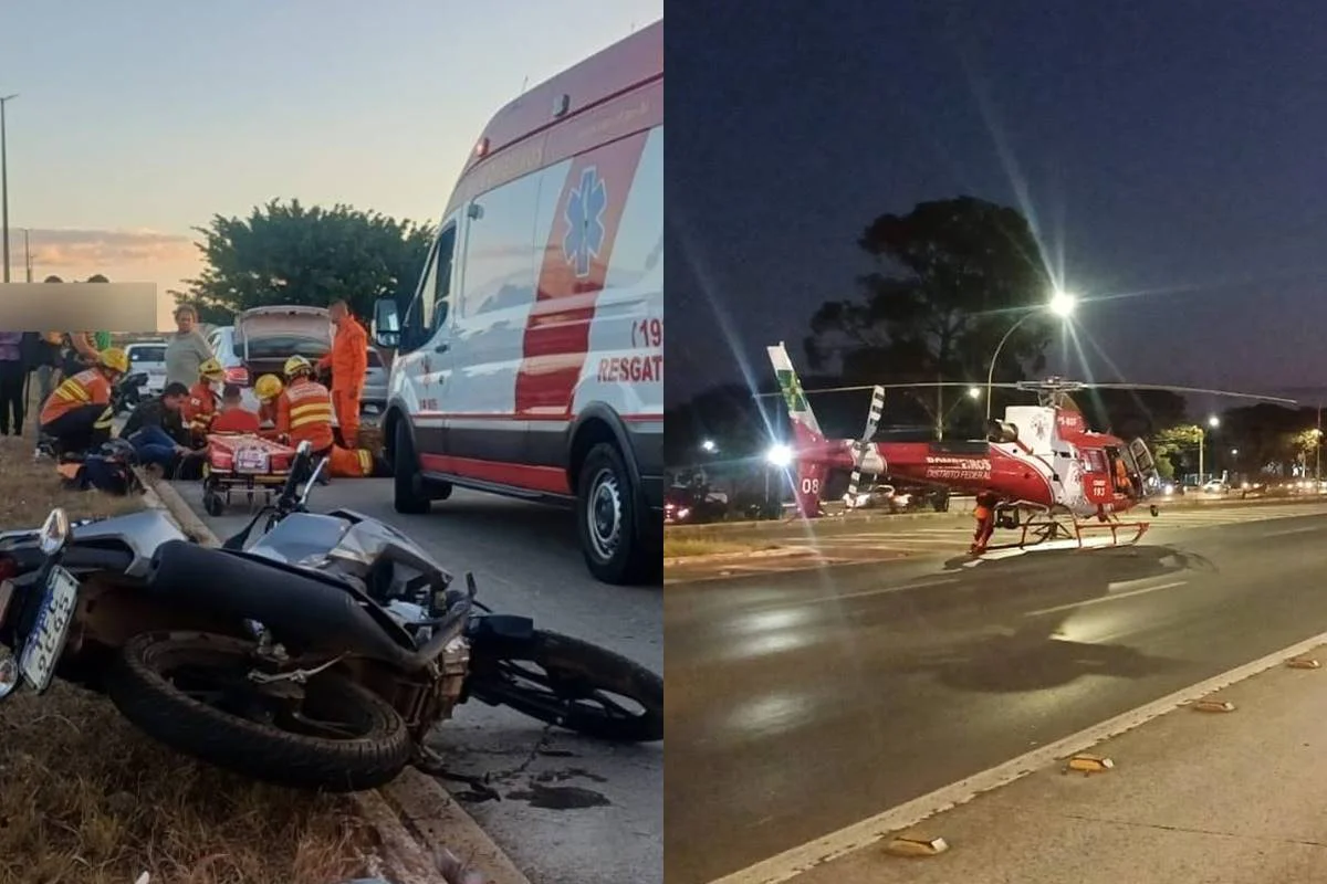 Resgate aéreo mobiliza EPIA Sul após colisão com motociclista