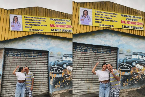 Filha de mecânico da zona leste de São Paulo, Nathalia viralizou ao mostrar a faixa amarela que ganhou do pai ao se formar em medicina - Metrópoles