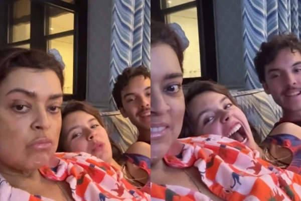 Foto colorida de Preta Gil com os sobrinhos - Metrópoles