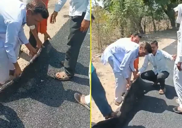 Vídeo: com asfalto falso, empresa indiana tenta enganar população