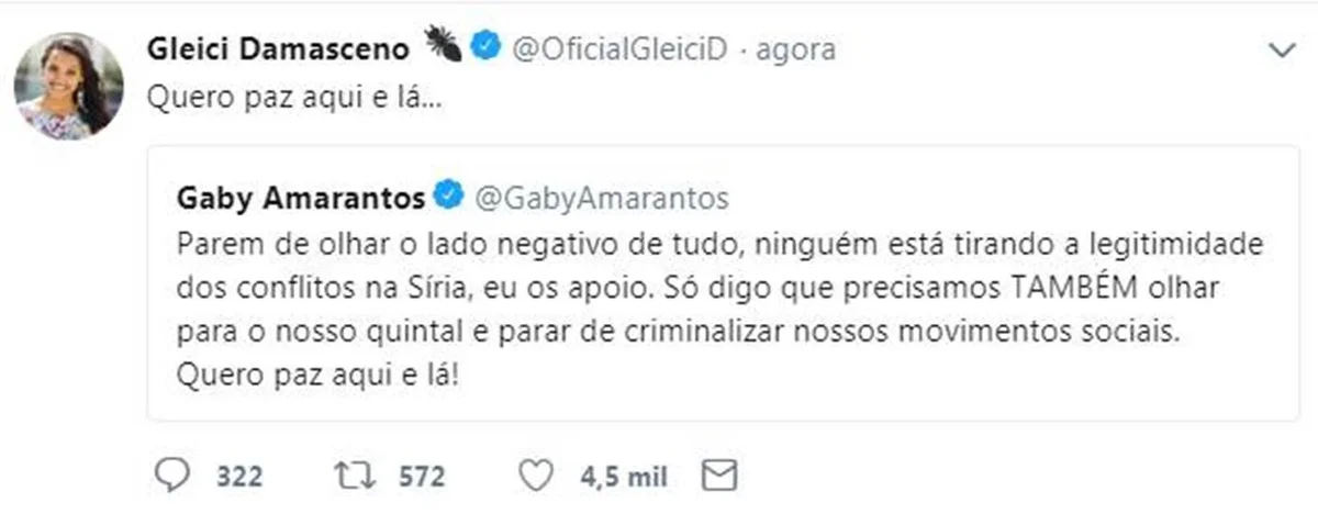 Gaby Amarantos discute com fãs de Kaysar em defesa de Gleici e Wagner - imagem 3 Gaby Amarantos discute com fãs de Kaysar em defesa de Gleici e Wagner - imagem 3