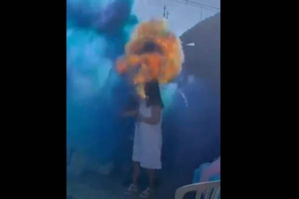 Trecho do vídeo da explosão atingindo o pai - Metrópoles
