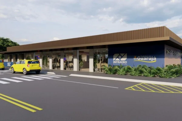 Obras devem ser concluídas nos primeiros meses de 2026. O Aeroporto de Guarujá será o primeiro do litoral paulista a receber voos comerciais - Metrópoles