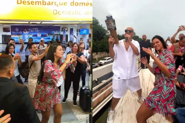 montagem com fotos de alane, do bbb, no aeroporto e em cima de trio eletrico - metrópoles
