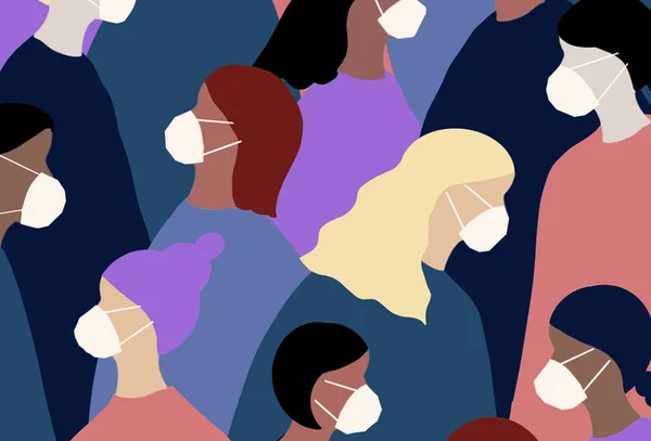 Ilustração colorida de pessoas usando máscara para se proteger de vírus sazonal-Metrópoles