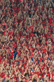 A torcida viking embalada pela atuação dos jogadores em campo