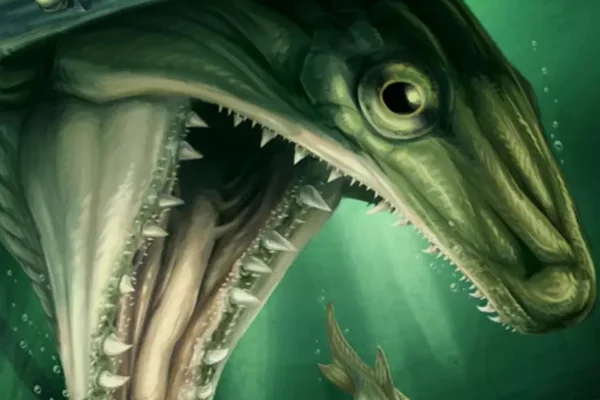 Ilustração mostra o Sphyragnathus tyche, peixe que pode ter sido um grande predador - Metrópoles