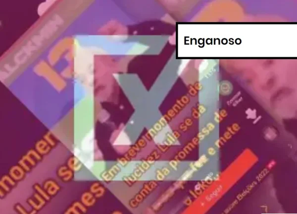 Imagem colorida de postagem enganosa sobre Lula