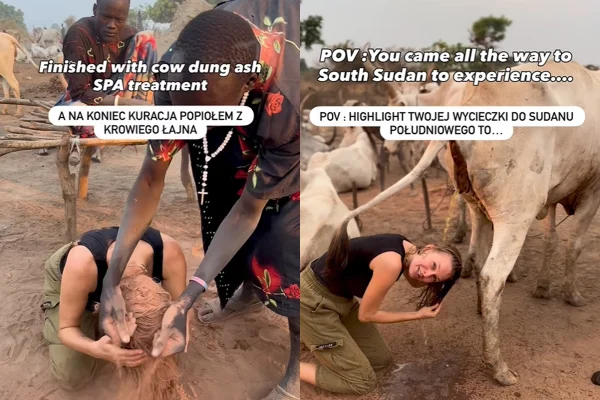 Influencer lava cabelo com urina de vaca em tribo africana e viraliza