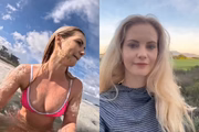 Influenciadora Michelle Sky Hayward é alertada após mergulhar em praia proibida