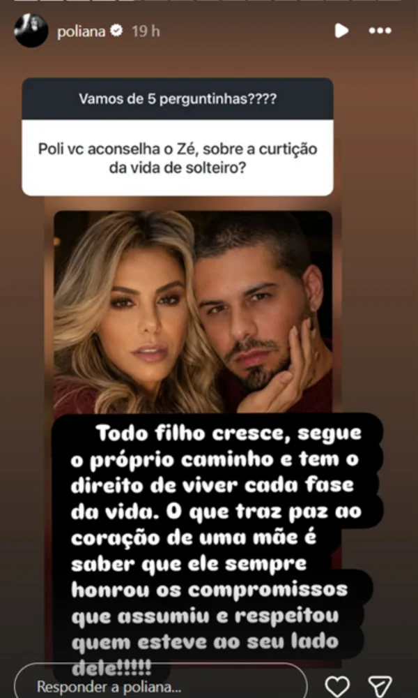 Poliana Rocha fala sobre fase de solteiro de Zé Felipe: “Tem direito” - destaque galeria