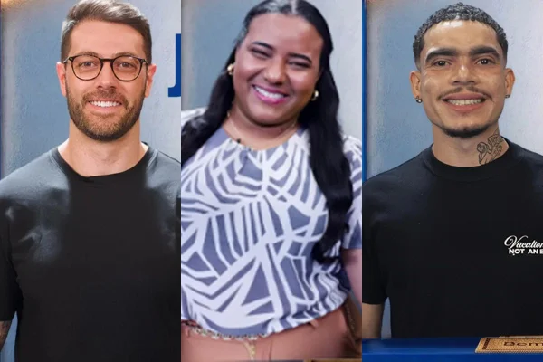 Montagem com fotos coloridas de Alexandre Vivão, Jackson e Nataly