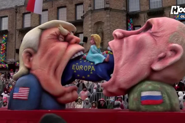 Imagem colorida, tradicional desfile de Carnaval na Alemanha ironiza Trump e Putin - Metrópoles