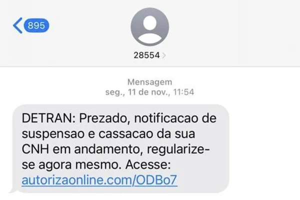 Golpe da CNH suspensa: Detran-DF alerta para mensagens falsas por SMS