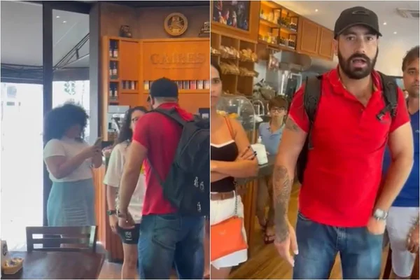 Foto colorida do momento em que presidente da Ubes é vítima de homofobia em SP - Metrópoles