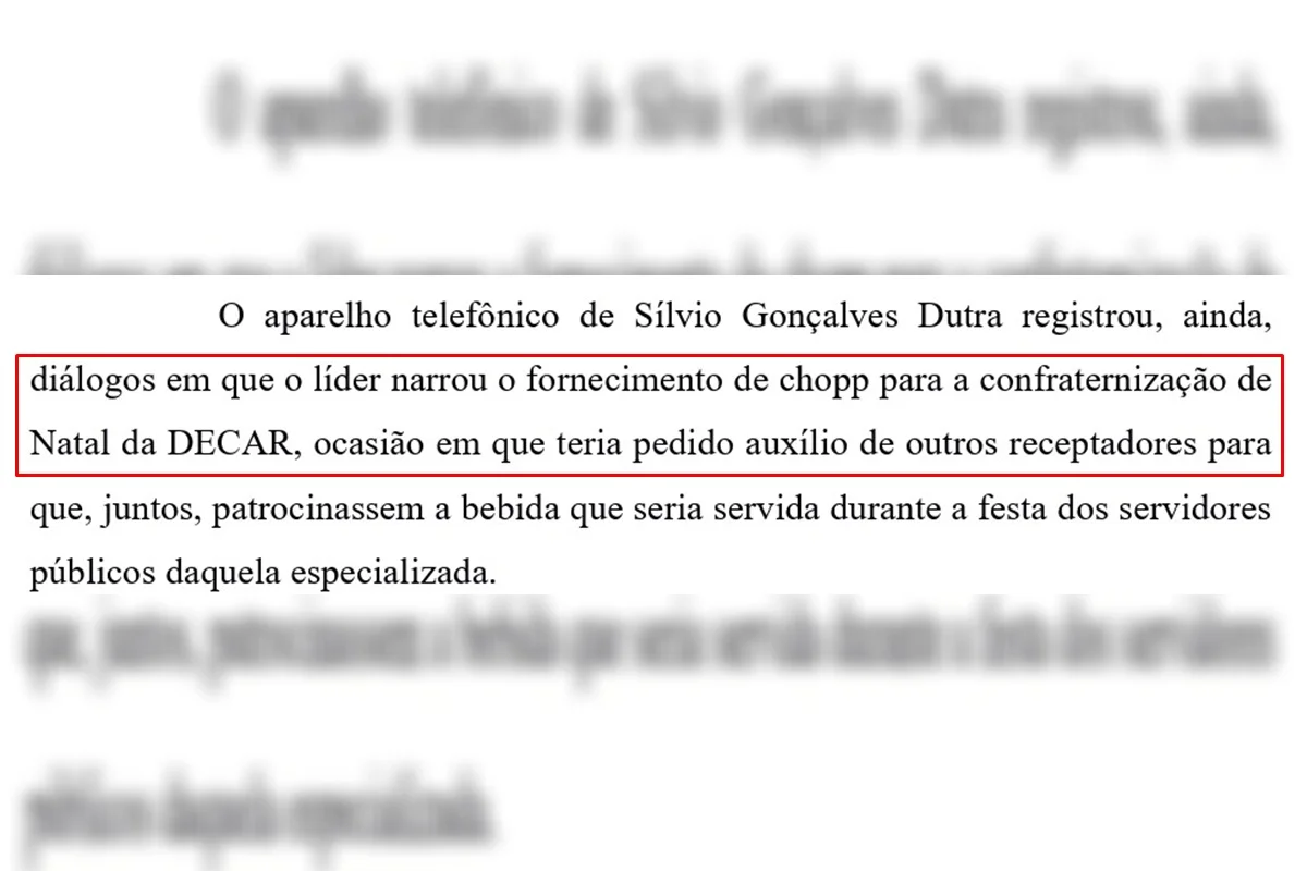 No processo, conversa de empresário menciona compra de chopp para Decar No processo, conversa de empresário menciona compra de chopp para Decar