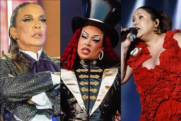 Montagem de Ivete Sangalo, Gloria Groove e Maria Rita no Rock in Rio