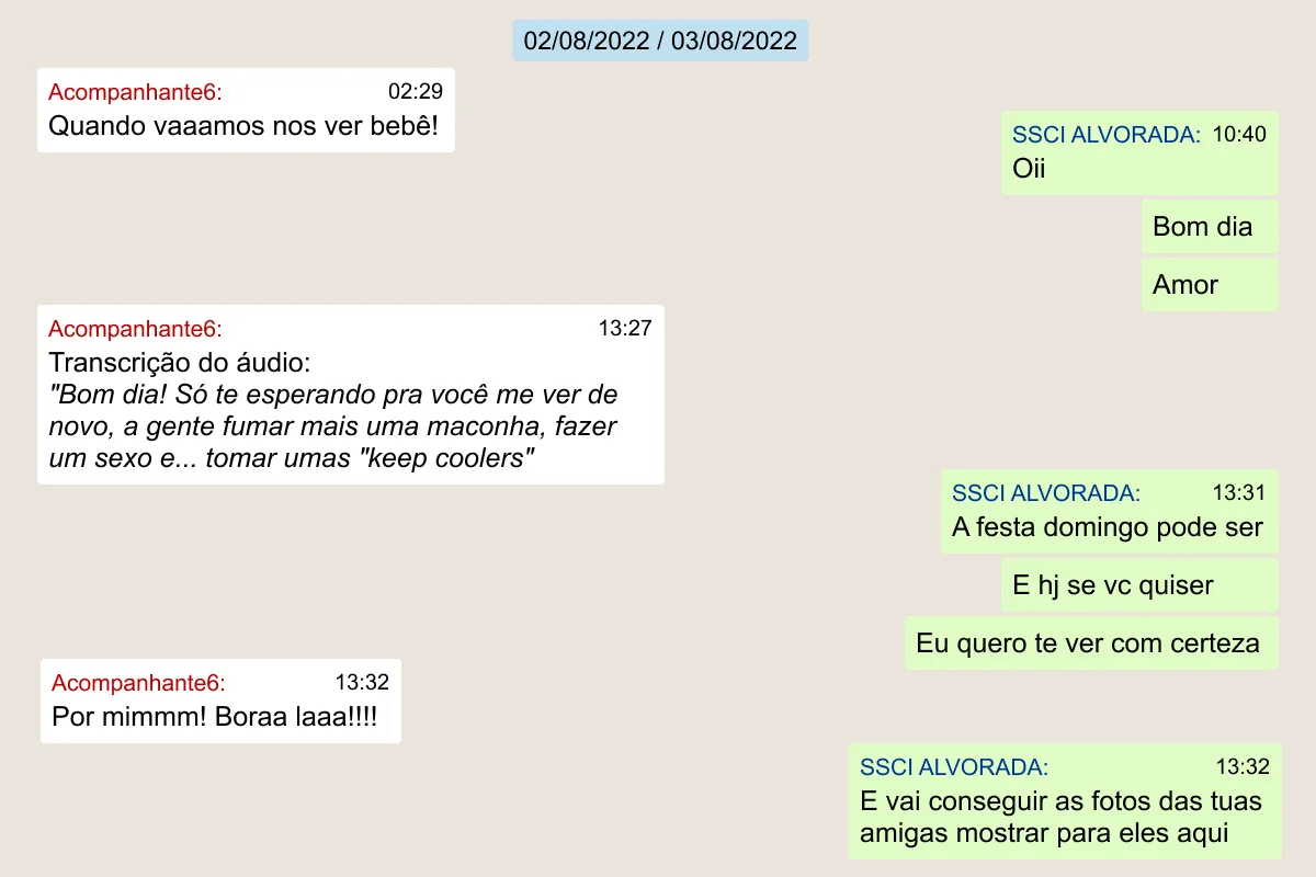 Veja mensagens que incriminam bombeiro que levou prostitutas a quartel - imagem 6 Veja mensagens que incriminam bombeiro que levou prostitutas a quartel - imagem 6