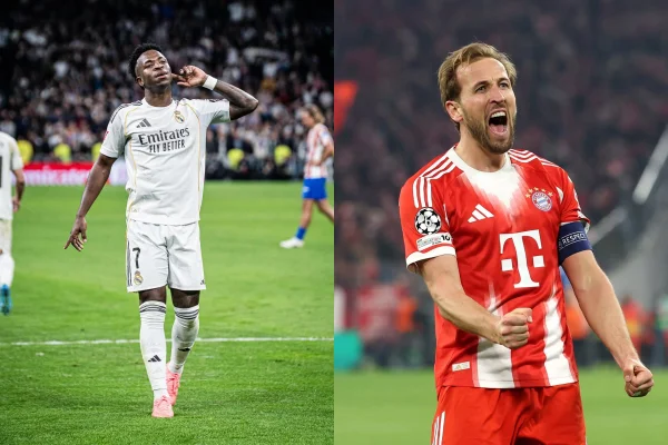 Montagem com fotos de Vini Jr. e Harry Kane - Metrópoles