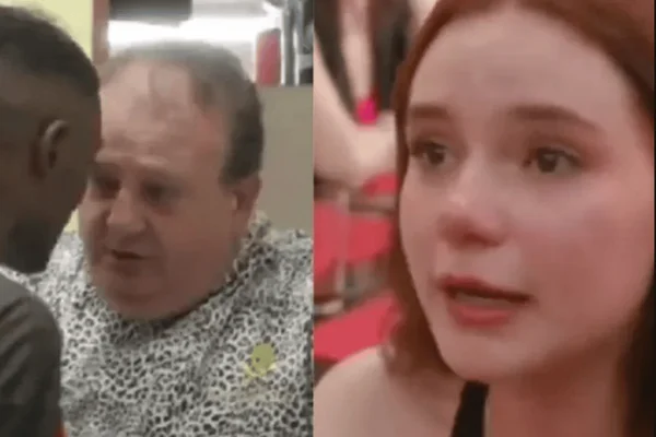 Montagem de imagem colorida de Jacquin na esquerda e mulher ofendida no programa pesadelo na cozinha, na direita