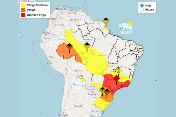 Mapa de calor do Inmet para a semana entre Natal e Ano Novo - Metrópoles