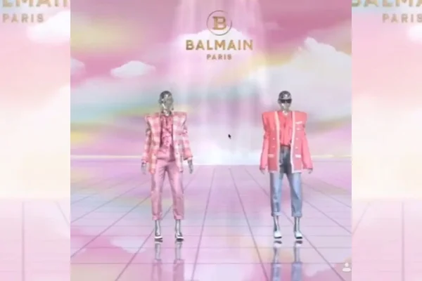 Manequins no showroom virtual da Balmain