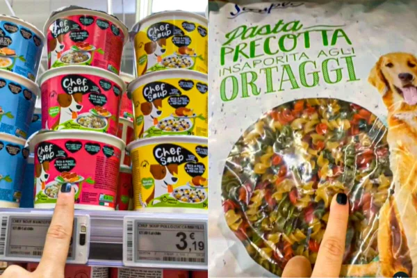 Imagem colorida de arroz e macarrão para cães