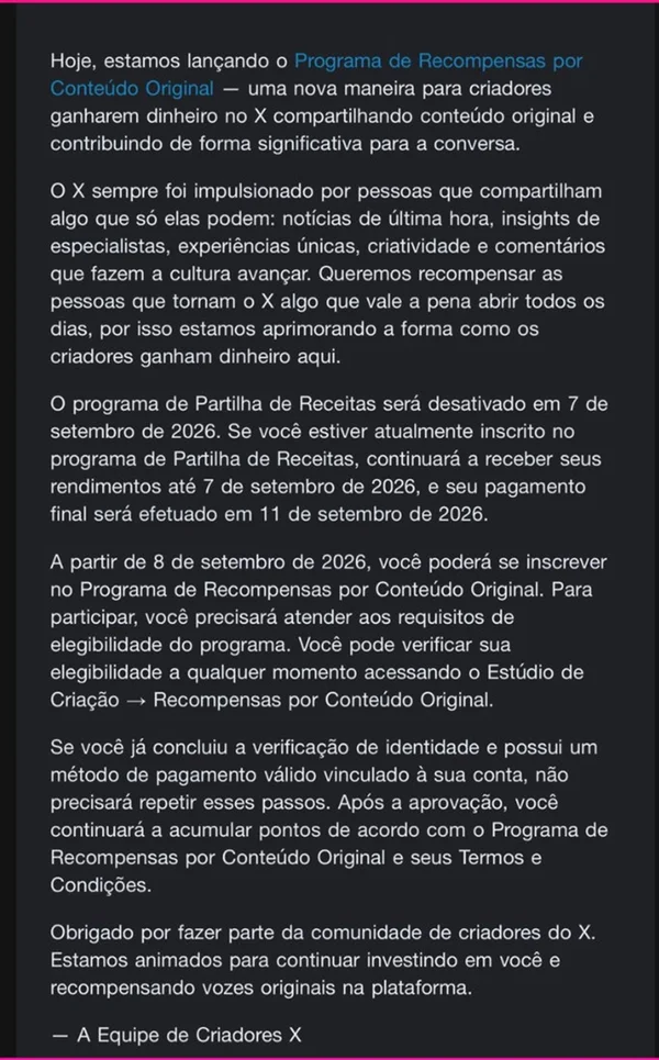 Antigo Twitter, X exclui brasileiros de novo programa de remuneração - destaque galeria